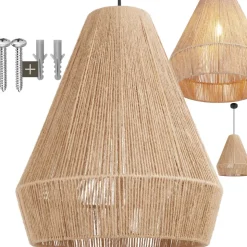 tectake® Pendelleuchte, Boho-Stil, Wickeltechnik, 40 W, Stahlgestell, 40,5 x 47 cm