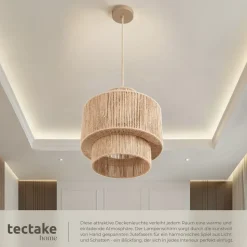 tectake® Pendelleuchte, Boho-Stil, Wickeltechnik, 40 W, Stahlgestell, 32 x 33 cm