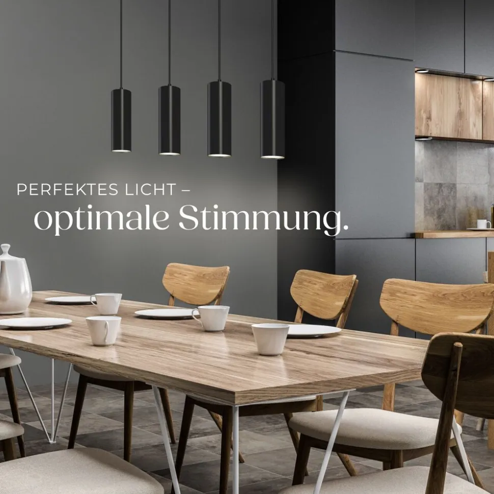 tectake® Pendelleuchte, 4-flammig, 4x GU10, 40 W, längenverstellbare Kabel, 75 x 9 x 146 cm
