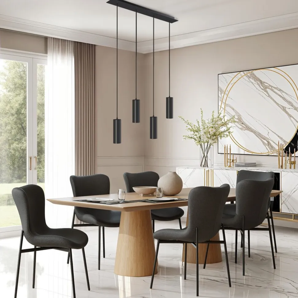 tectake® Pendelleuchte, 4-flammig, 4x GU10, 40 W, längenverstellbare Kabel, 75 x 9 x 146 cm