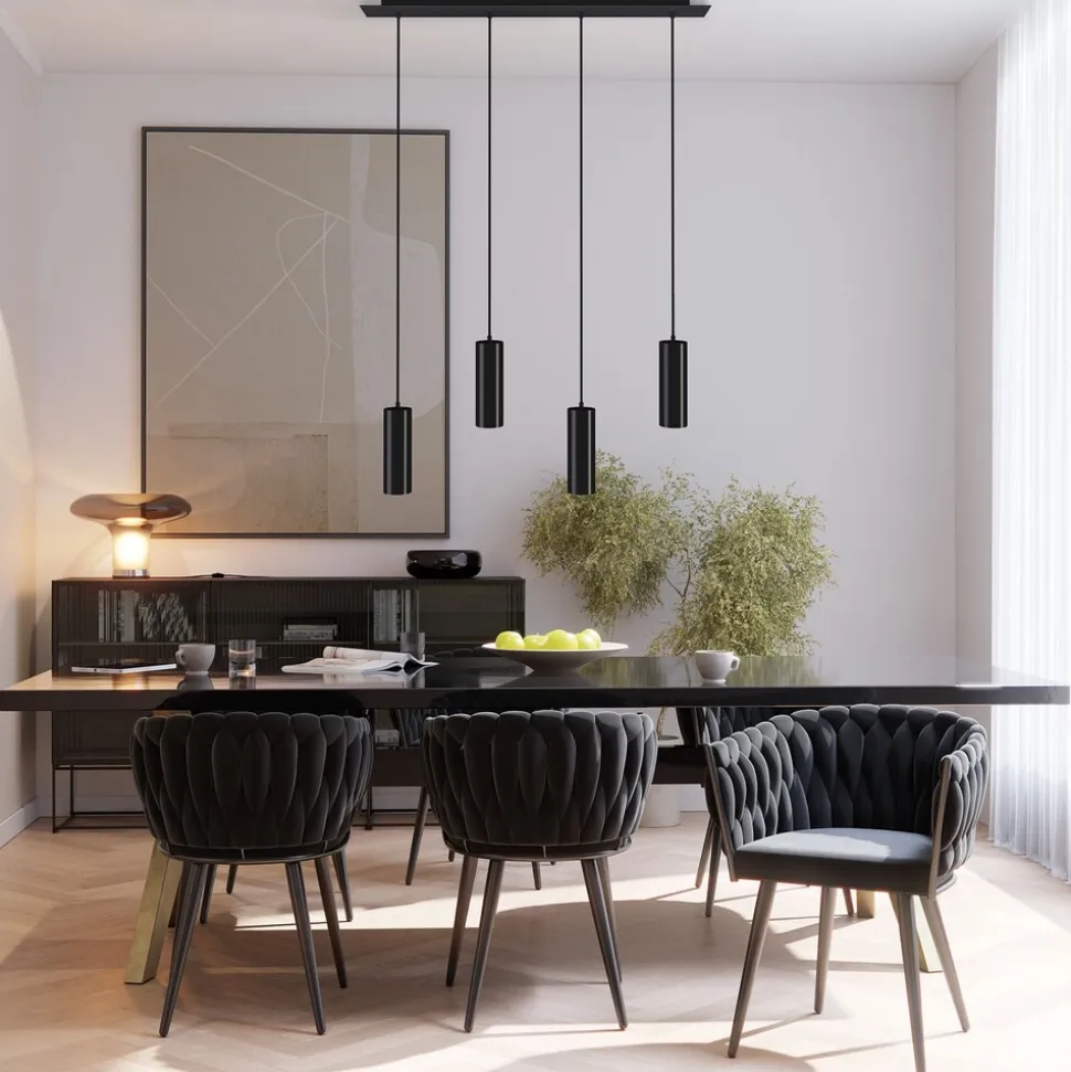 tectake® Pendelleuchte, 4-flammig, 4x GU10, 40 W, längenverstellbare Kabel, 75 x 9 x 146 cm