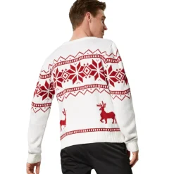 tectake® Weihnachtspullover Winterland weiß-rot
