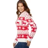 tectake® Weihnachtspullover Winterzauber weiß-rot für Frauen