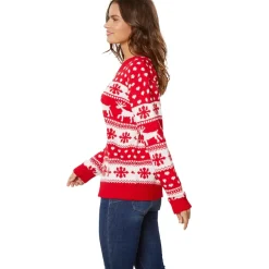 tectake® Weihnachtspullover Winterzauber rot-weiß für Frauen