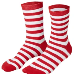 tectake® Weihnachtssocken gestreift weiß-rot