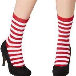 tectake® Weihnachtssocken gestreift weiß-rot