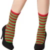 tectake® Weihnachtssocken gestreift grün-rot