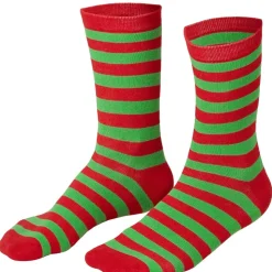 tectake® Weihnachtssocken gestreift grün-rot