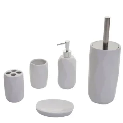5-teiliges Badset MCW-H88, WC-Garnitur Badezimmerset Badaccessoires, Keramik ~ weiß