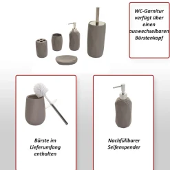 5-teiliges Badset MCW-H88, WC-Garnitur Badezimmerset Badaccessoires, Keramik ~ weiß