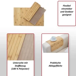 2-teiliges Tischset MCW-E72, Platzdeckchen Tischmatte Platzset, Bambus abwaschbar flexibel 45x30cm