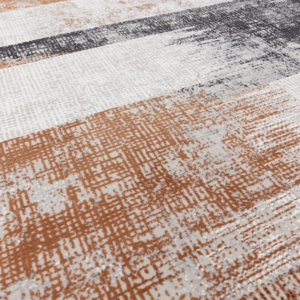 Teppich TIBER-Orte, geometrisch-abstrakt, Terrakotta, 200 x 290 cm