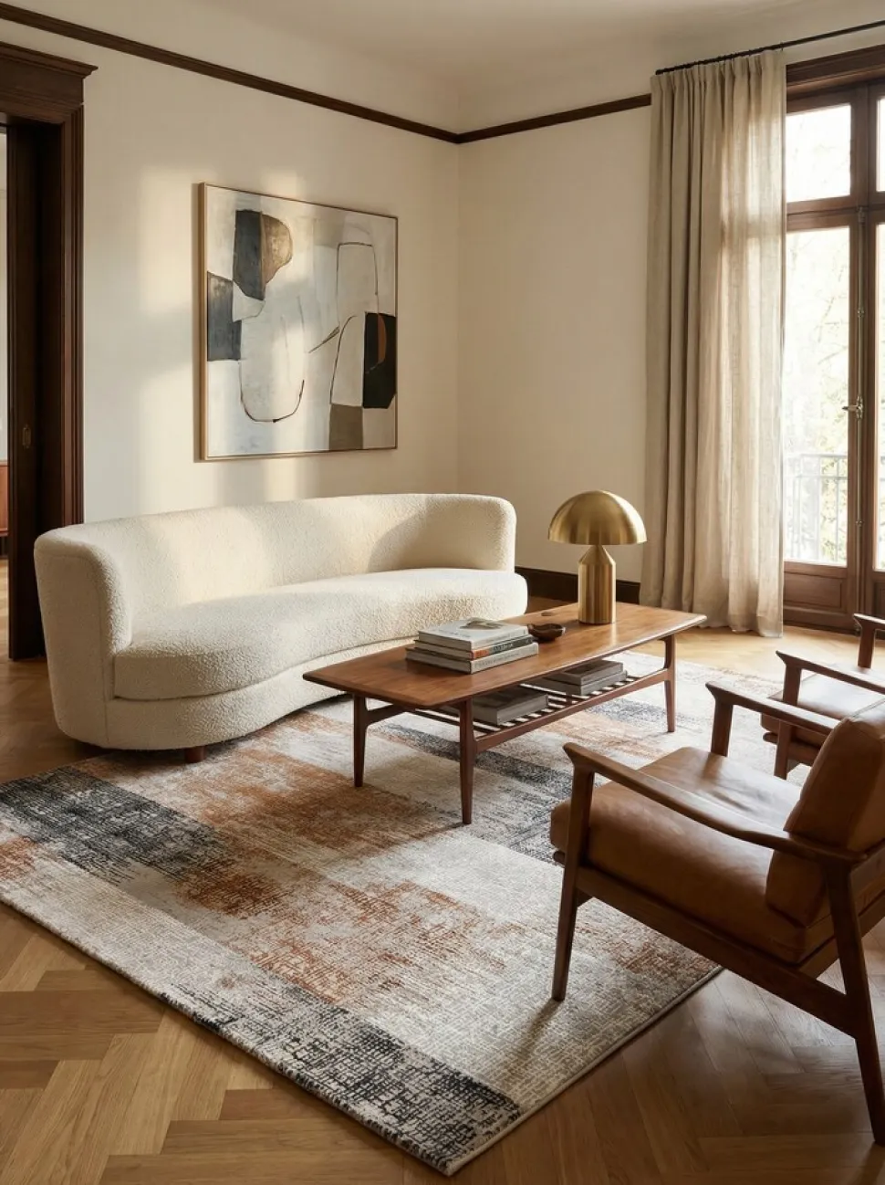 Teppich TIBER-Orte, geometrisch-abstrakt, Terrakotta, 200 x 290 cm
