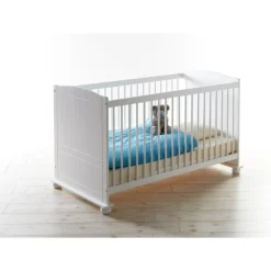 TiCAA Babybett Gitterbett Adam Kiefer Weiß