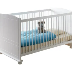 TiCAA Babybett Gitterbett Adam Kiefer Weiß