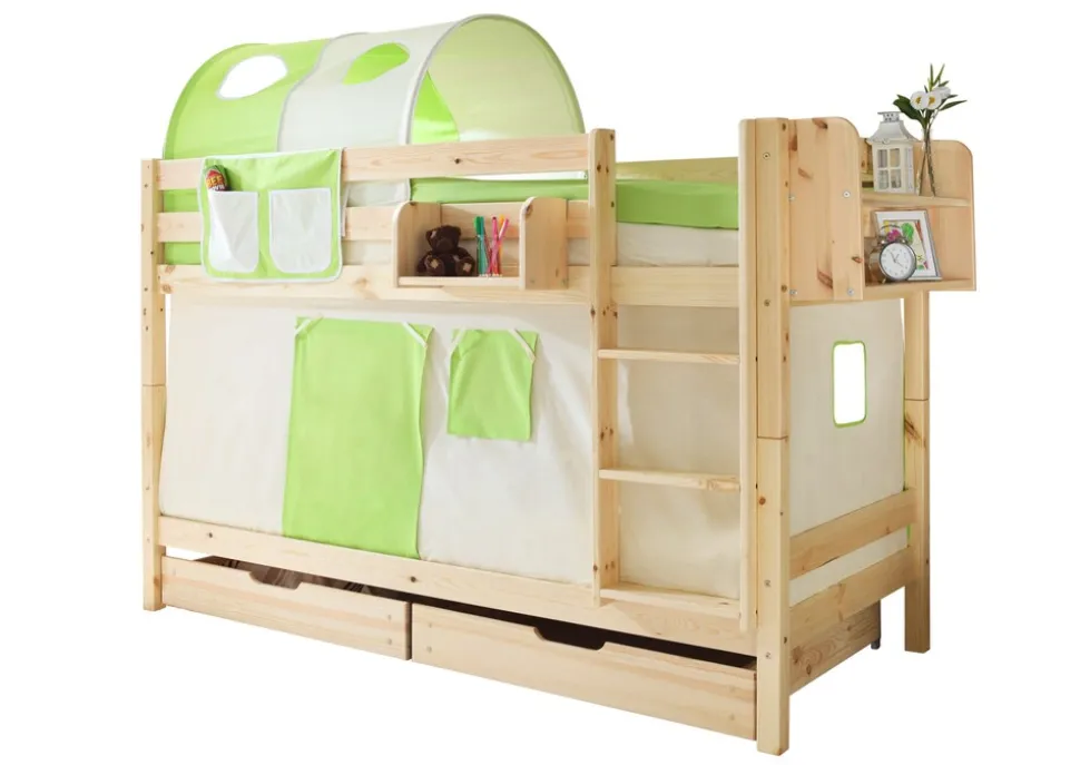 TiCAA Etagenbett "Marcel" Kiefer Natur Classic