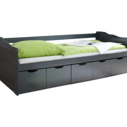 TiCAA Sofabett Maria Massivholz Grau