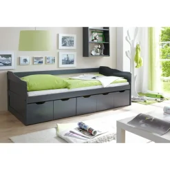 TiCAA Sofabett Maria Massivholz Grau