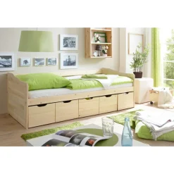 TiCAA Sofabett Maria Massivholz Natur