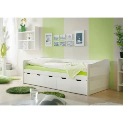 TiCAA Sofabett Maria Massivholz Weiß