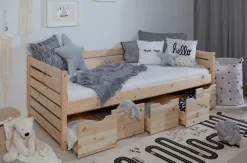 TiCAA Sofabett Naomi inkl. 5x Schubkästen, 90x200