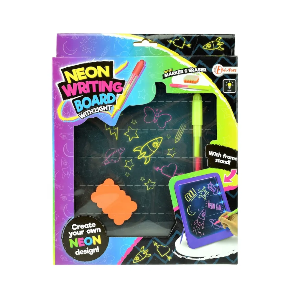 Toi-Toys 48059A - Neon beleuchtete Schreibtafel (mit Marker und Schwamm) Tafel schreiben malen zeichnen writing board