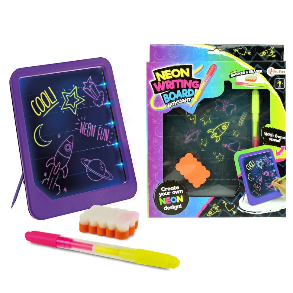 Toi-Toys 48059A - Neon beleuchtete Schreibtafel (mit Marker und Schwamm) Tafel schreiben malen zeichnen writing board
