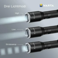 VARTA Aluminium Light F20 Pro Taschenlampe (stoßfest, LED, 2 x Longlife Power AA) (Produkt aktuell ausverkauft)