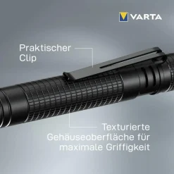VARTA Taschenlampe Aluminium Light F10 Pro (stoßfest (1 m), LED, 2 x Longlife Power AAA)