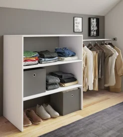 VCM Holz Kleiderschrank | offener Schrank | begehbarer Kleiderregal | Raumwunder mit Kleiderstange | Maße ca. B. 90 x H. 100 x T. 50 cm - Dacho ll