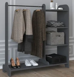 VCM Holz Kleiderschrank | offener Schrank |begehbarer | Kleiderregal | Maße ca. B. 106 x H. 110 x T. 35 cm - Lempu H. 110 cm