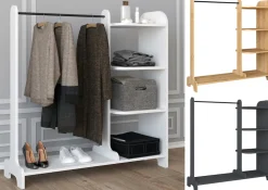 VCM Holz Kleiderschrank | offener Schrank |begehbarer | Kleiderregal | Maße ca. B. 106 x H. 110 x T. 35 cm - Lempu H. 110 cm