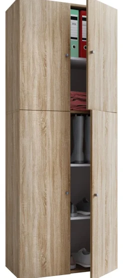 VCM Holz Kleiderschrank | Schrank mit 5 Fächern und Drehtüren | Maße ca. B. 70 x H. 184 x T. 40 cm – Lona