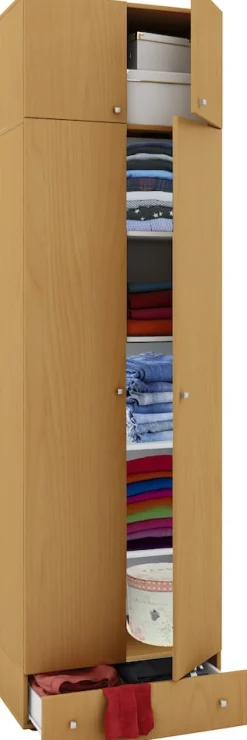 VCM Holz Kleiderschrank | Schrank mit 5 Fächer und Drehtüren | erweiterbar | Maße ca. B. 70 x H. 238 x T. 40 cm - Vandol