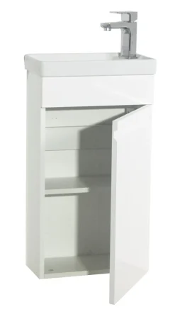 VCM 2-tlg Set | Waschplatz für Gäste WC | Gästebad | Waschtisch Toilette | grifflose Drehtüre | Badmöbel Badezimmer Set – Silora M hängend