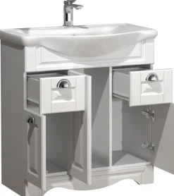 VCM 2-tlg. Waschplatz | Waschtisch Unterschrank 75 cm | Badmöbel Set mit Waschbecken | Landhaus Styl | praktische Schubladen | Komplett Casalo XL