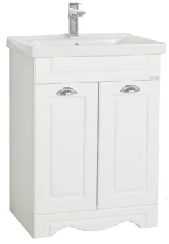 VCM 2-tlg. Waschplatz | Waschtisch Breite 60 cm | Badmöbel Set mit Landhaus Styl | Waschbecken aus Keramik | Landhaus Casalo L