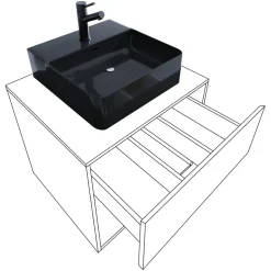 VCM 2-tlg. Waschplatz Waschtisch | schwarzes Waschbecken Unterschrank Breite 60 cm | Badmöbel Set mit Schubladen | Lendas S BL