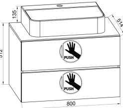 VCM 2-tlg. Waschplatz Waschtisch | Waschbecken Unterschrank Breite 80 cm | Badmöbel Set mit Schubladen | Lendas