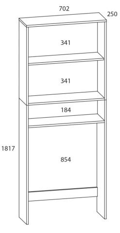 VCM Waschmaschinenschrank | Praktischer Überbauschrank mit viel Stauraum | Maße: B. 64 x H. 182 x T. 27 cm | Waschmaschinenregal für Bad und Waschküche | Waschmaschinenüberbauschrank - Lona
