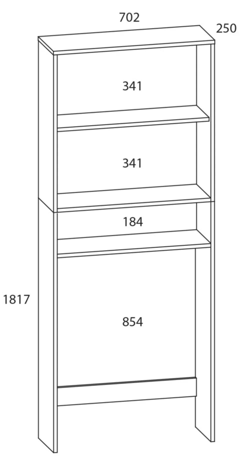 VCM Waschmaschinenschrank | Praktischer Überbauschrank mit viel Stauraum | Maße: B. 64 x H. 182 x T. 27 cm | Waschmaschinenregal für Bad und Waschküche | Waschmaschinenüberbauschrank - Lona