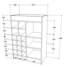VCM Weinschrank | Maße ca. H. 100 x B. 70 x T. 38 cm | Küchenregal | Regal | Weinregal - Esilo