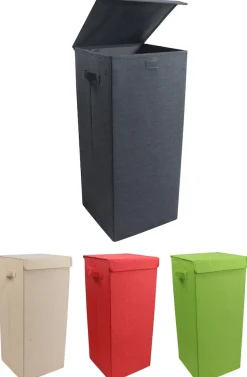 VCM Wäschekorb | Stoff Wäschebox | Wäschetruhe | Maße ca. H. 70 x B. 30 x T. 30 cm | Stoffbox mit Deckel - Dreso L