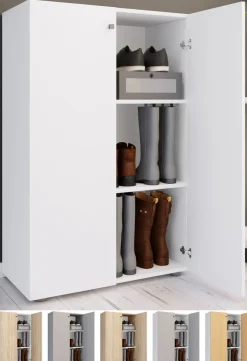 VCM XL Holz Großer Schuhschrank Schuhregal Groß Stiefel Dielenmöbel Lona 3 Fächer