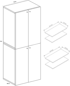 VCM XL Holz Großer Schuhschrank Schuhregal Groß Stiefel Dielenmöbel Lona 6 Fächer Drehtüren
