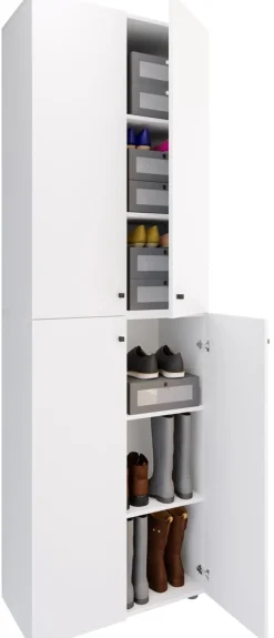 VCM XL Holz Großer Schuhschrank Schuhregal Groß Stiefel Dielenmöbel Lona 6 Fächer Drehtüren