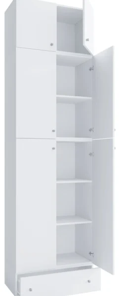 VCM XXL Büroschrank mit 5 Fächern mit Aufsatz und Schublade | moderner Aktenschrank mit Drehtüren | Maße ca. H. 240 x B. 70 x T. 39 cm – Lona 5-Fach