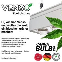Venso EcoSolutions CANNA BULB 240, LED Pflanzenlampe, 240 Watt Grow Lampe Cannabis mit Vollspektrum LED + Infrarot, für 4-6 Pflanzen, Abstrahlwinkel 120°