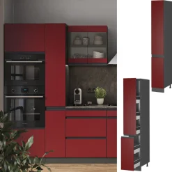 Vicco Apothekerhochschrank Küchenschrank Küchenmöbel R-Line J-Shape Anthrazit Rot 30 cm modern