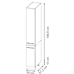 Vicco Apothekerhochschrank Fame-Line Eiche gefräst 30 cm